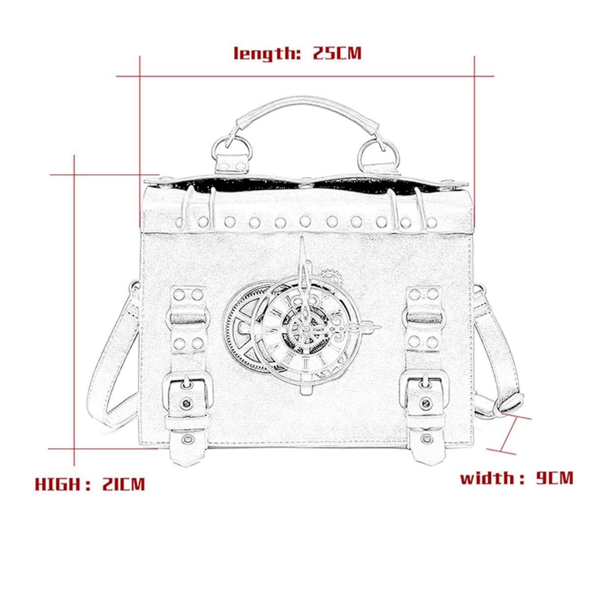 RETRO CLOCK DECORATIVE PUNK SHOULDER BAG_CWAB0629