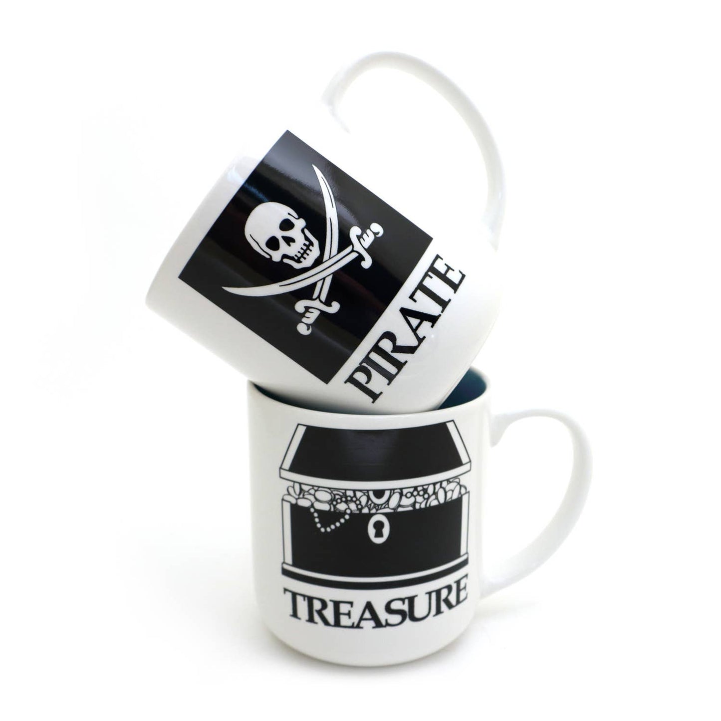 Pirate and Treasure Mug Set.  Beach Wedding gift 16oz