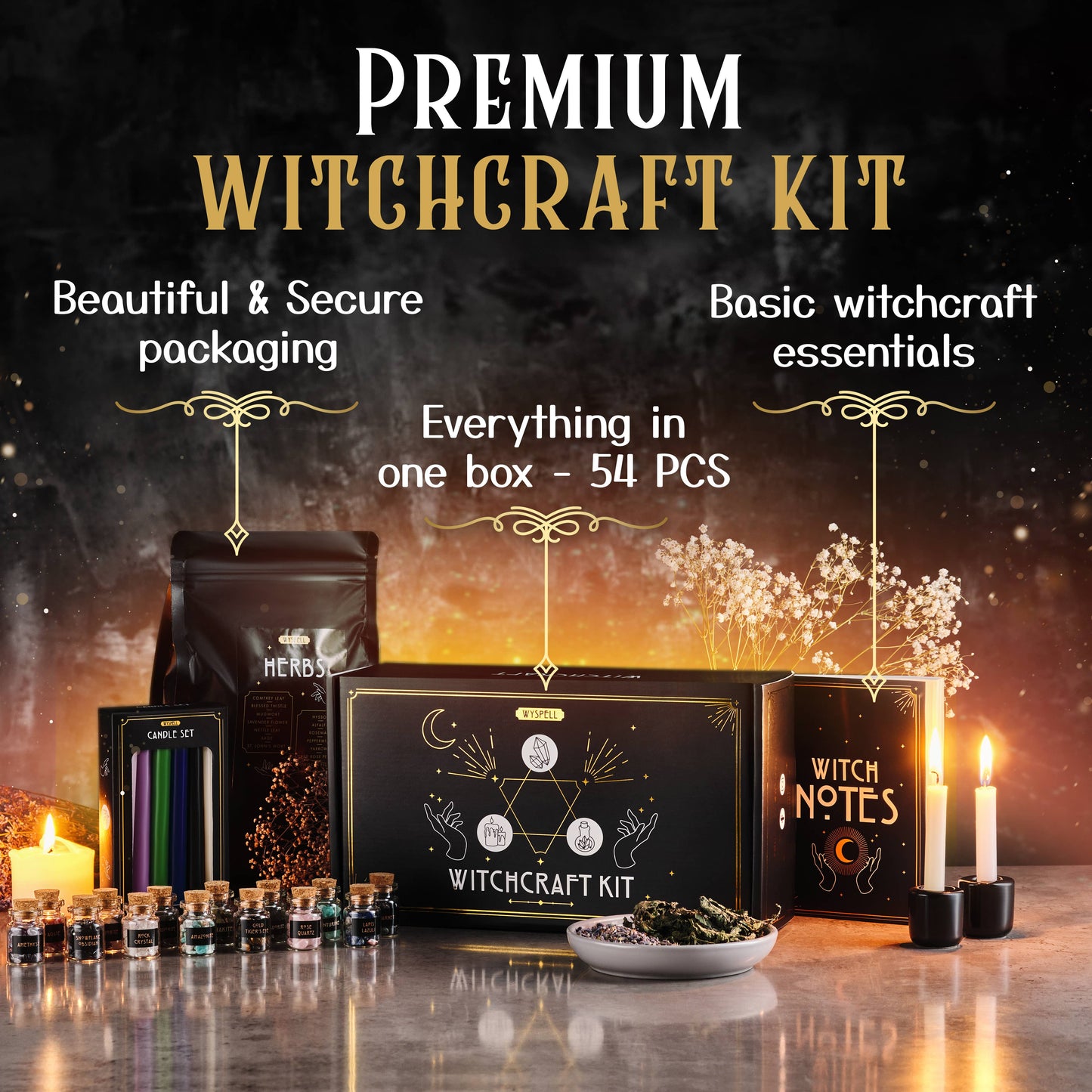 Wyspell Supplies Witchcraft Kit 54 PCS