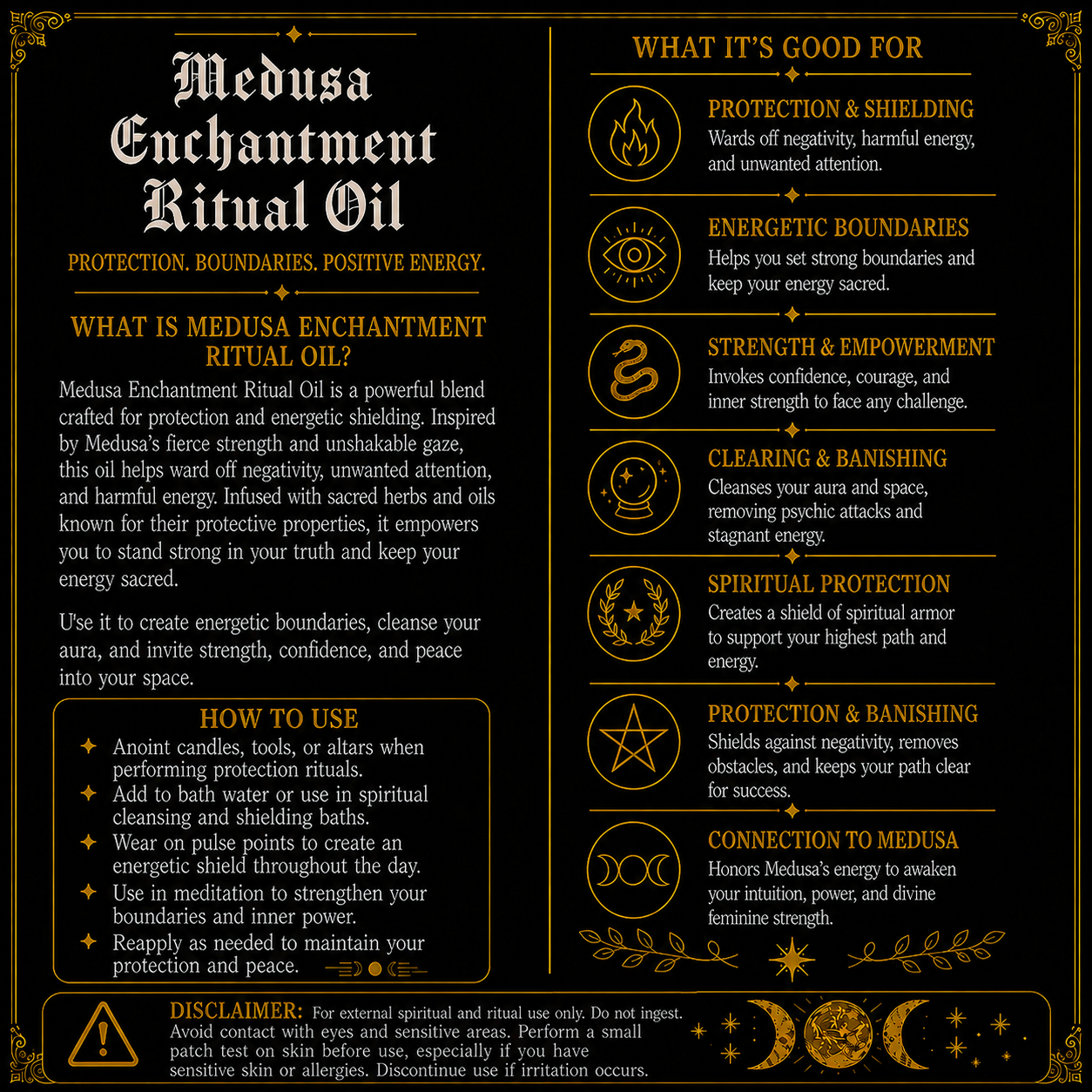 Medusa Enchantment Ritual Oil 2oz