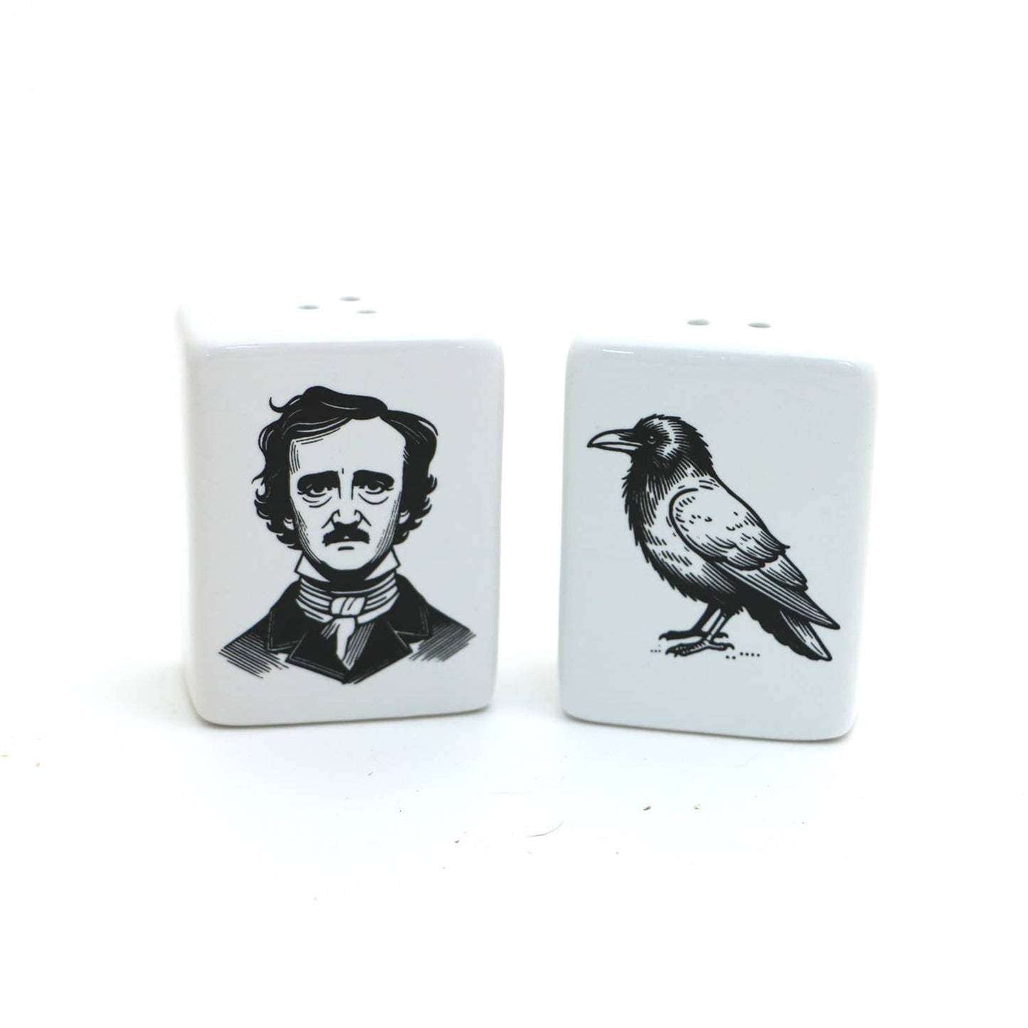 Edgar Allan Poe salt and pepper shakers, Poe and Raven, gift