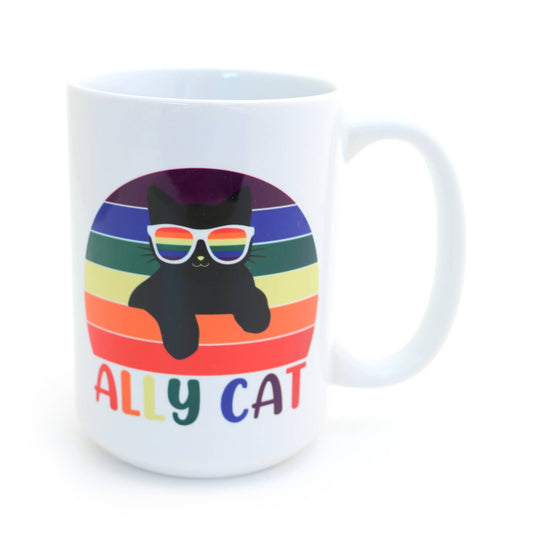 Ally Cat mug, LGBTQ support, 15 oz. Pride