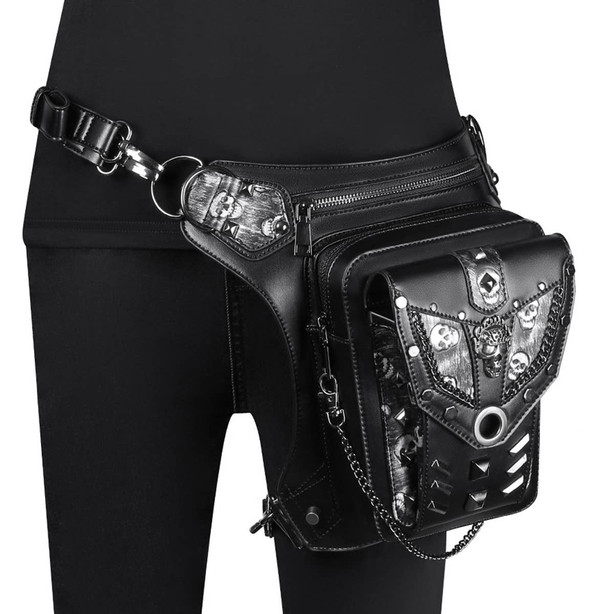 RETRO SKULL STEAMPUNK LEG BAG WALLET_CWAB0647