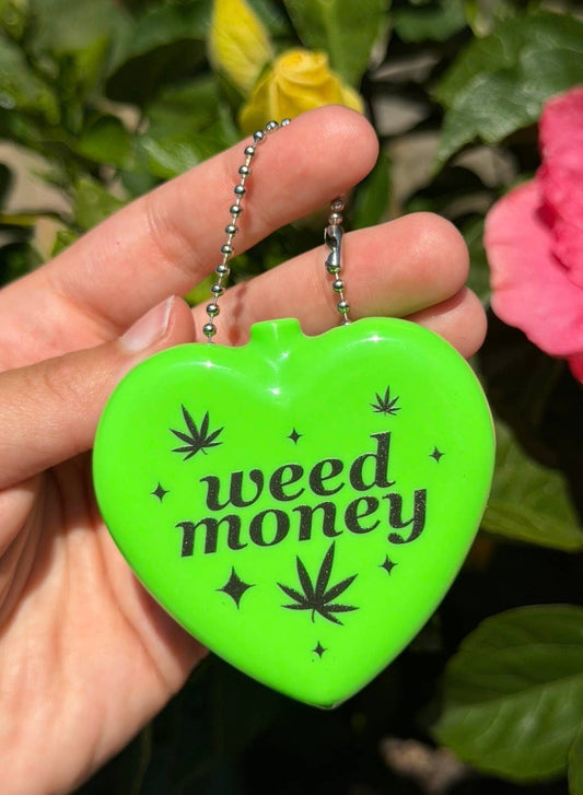 Rubber Heart Coin Purse Neon Green - Weed Money