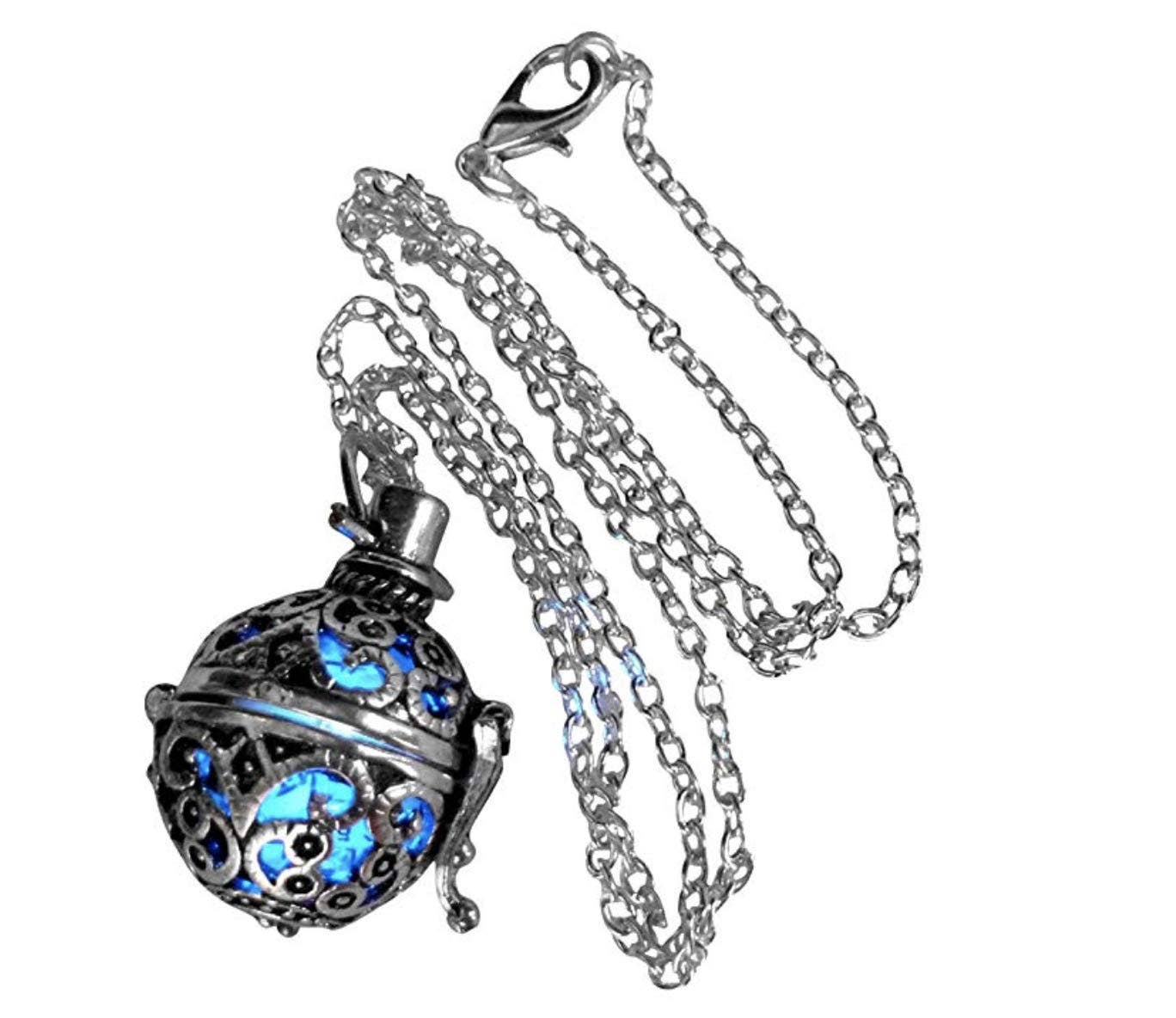 Steampunk fire necklace glow orb necklace