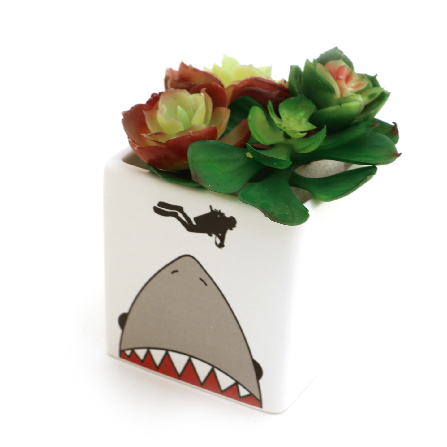 Shark, scuba diver, JAWS indoor planter, candle holder