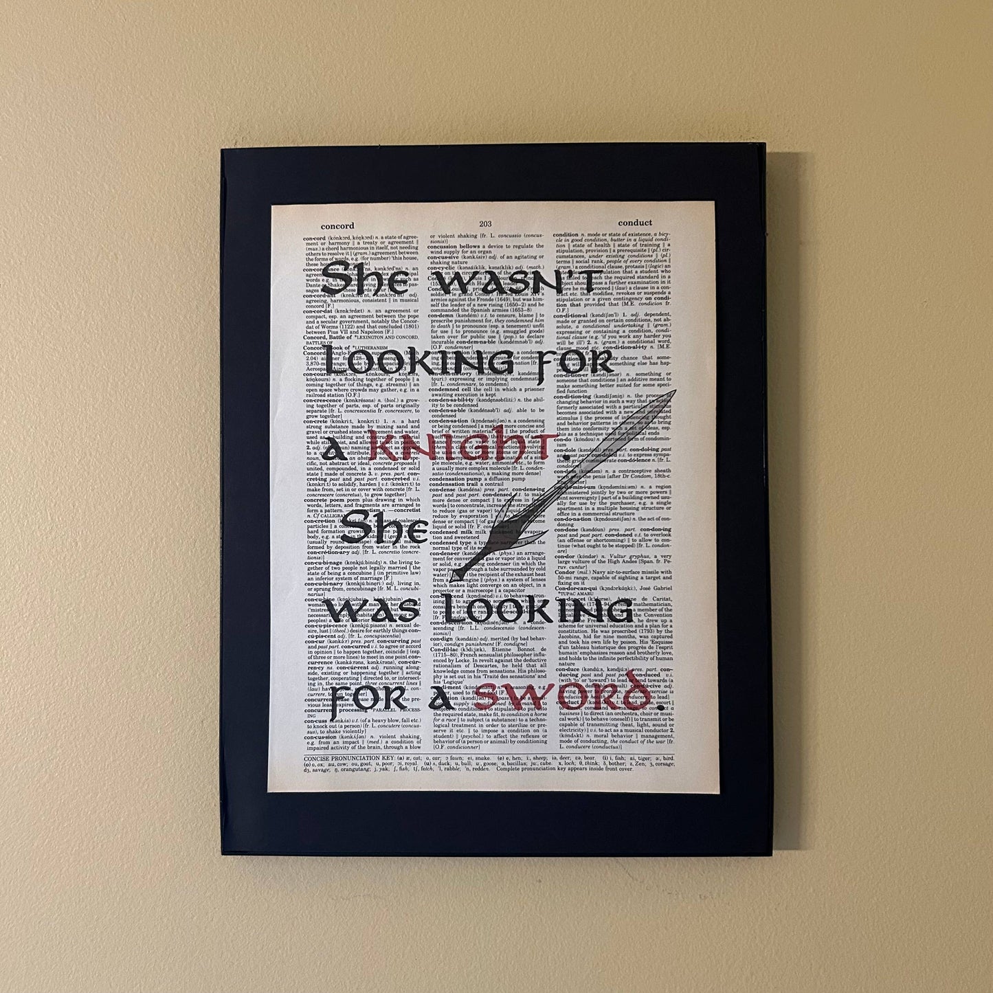 She wasn't looking | Dictionary Print | Vintage Book Art