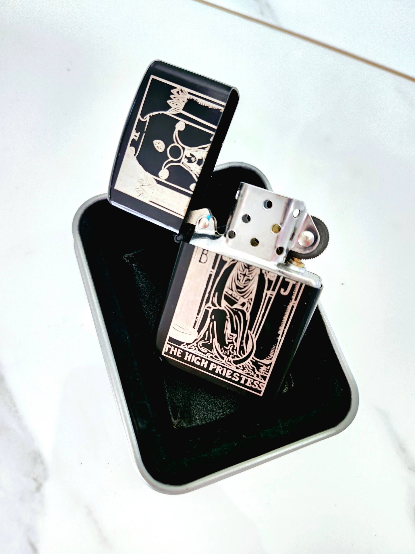 High Priestess Tarot Flip Top Metal Windproof Lighter