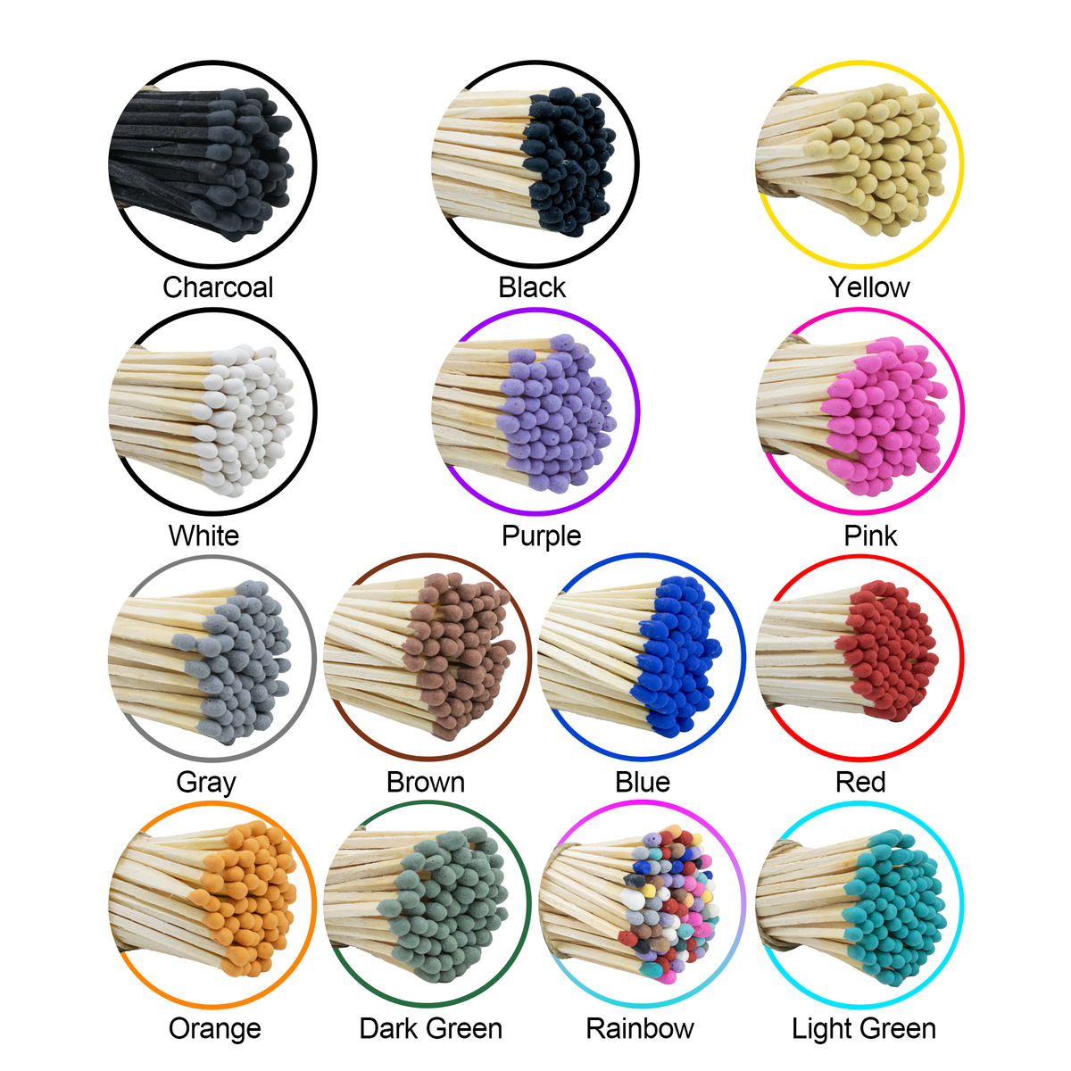 3" Matchsticks bulk loose 14 colors options - 100pcs