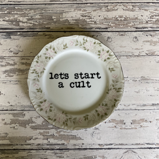 Upcycled Funny Plates, Let's Start a Cult, Gift Shop