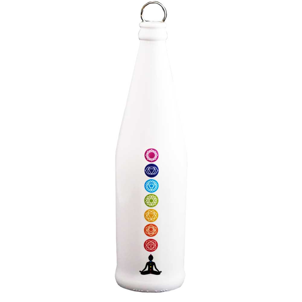 Glass Smoking Bottle Incense Burner - 7 Chakras - White