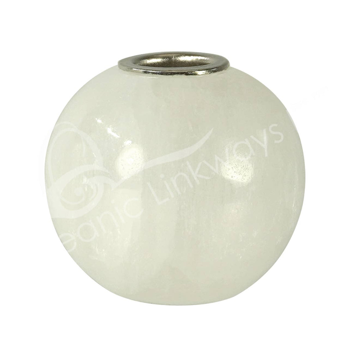 (PC)MINI CANDLE HOLDER - SELENITE ROUNDED 1.5-1.75" DIA. X 1