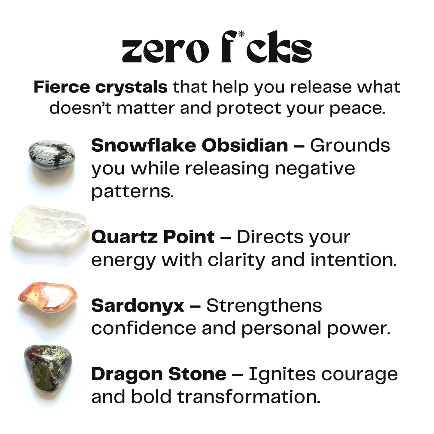 Zero f*cks - crystals for letting go - funny cheeky sarcasitc gift
