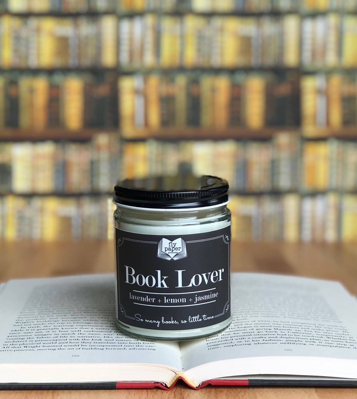Book Lover 9oz Glass Candle Lavender + Lemon + Jasmine