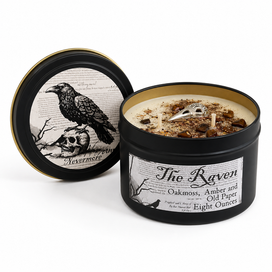 The Raven Candle | Oakmoss, Amber & Old Paper | 8 oz