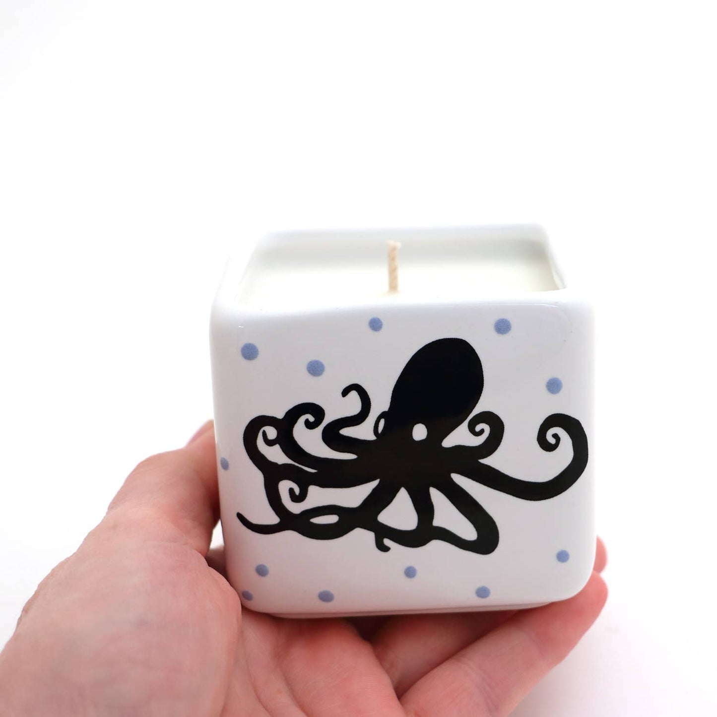 Hand poured 8 oz. soy unscented candle, Octopus, Beach gifts