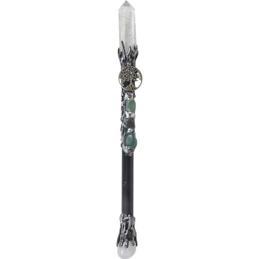 Magick Wand - Clear Quartz Point w/ Silver Tree of Life