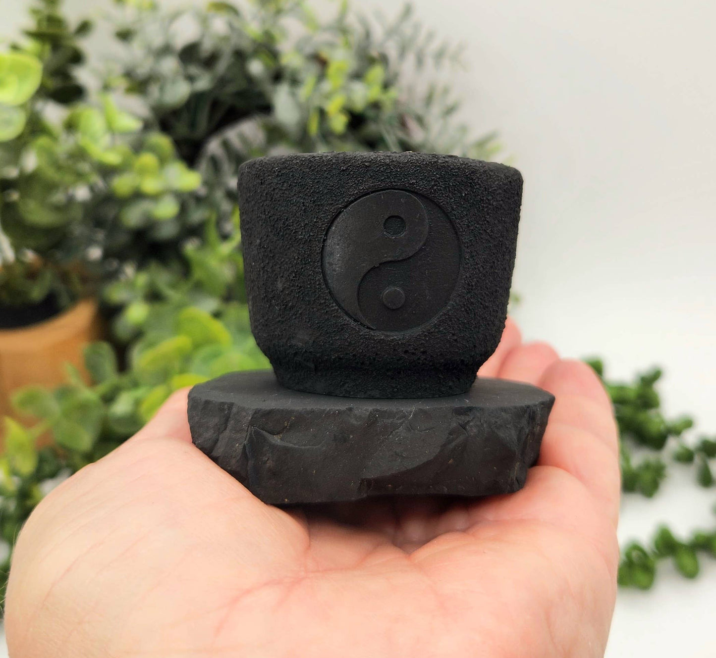 Shungite Figurine Candle Holder-Ying Yang-EMF  (6x5x5.5cm)