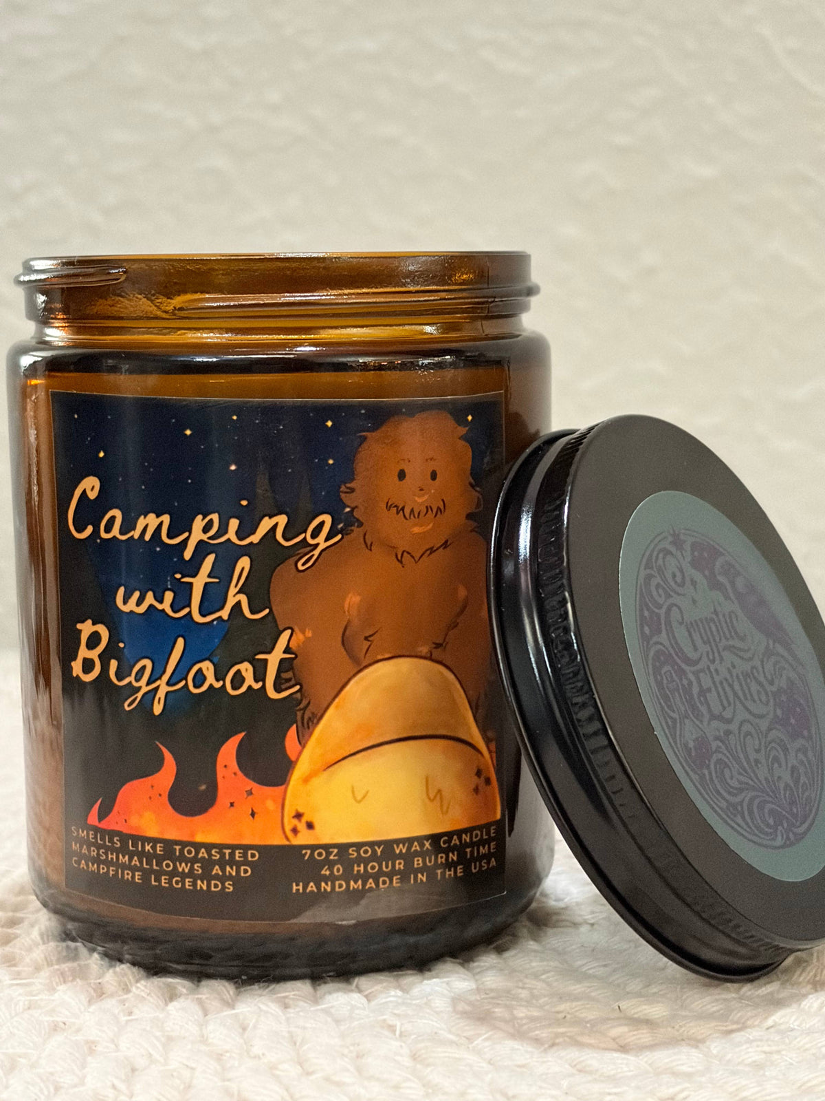 Camping with Sasquatch Bigfoot Themed Scented Candle