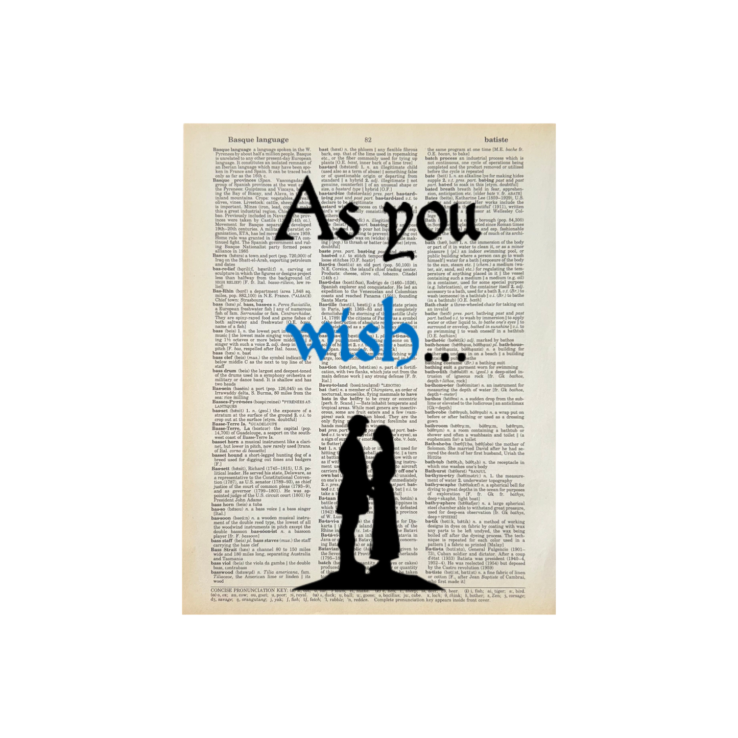 As you wish | Vintage Book Print | Valentine's Day