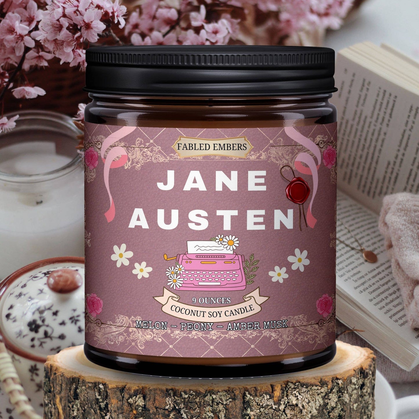 JANE AUSTEN contemporary romance book lover cocosoy candle