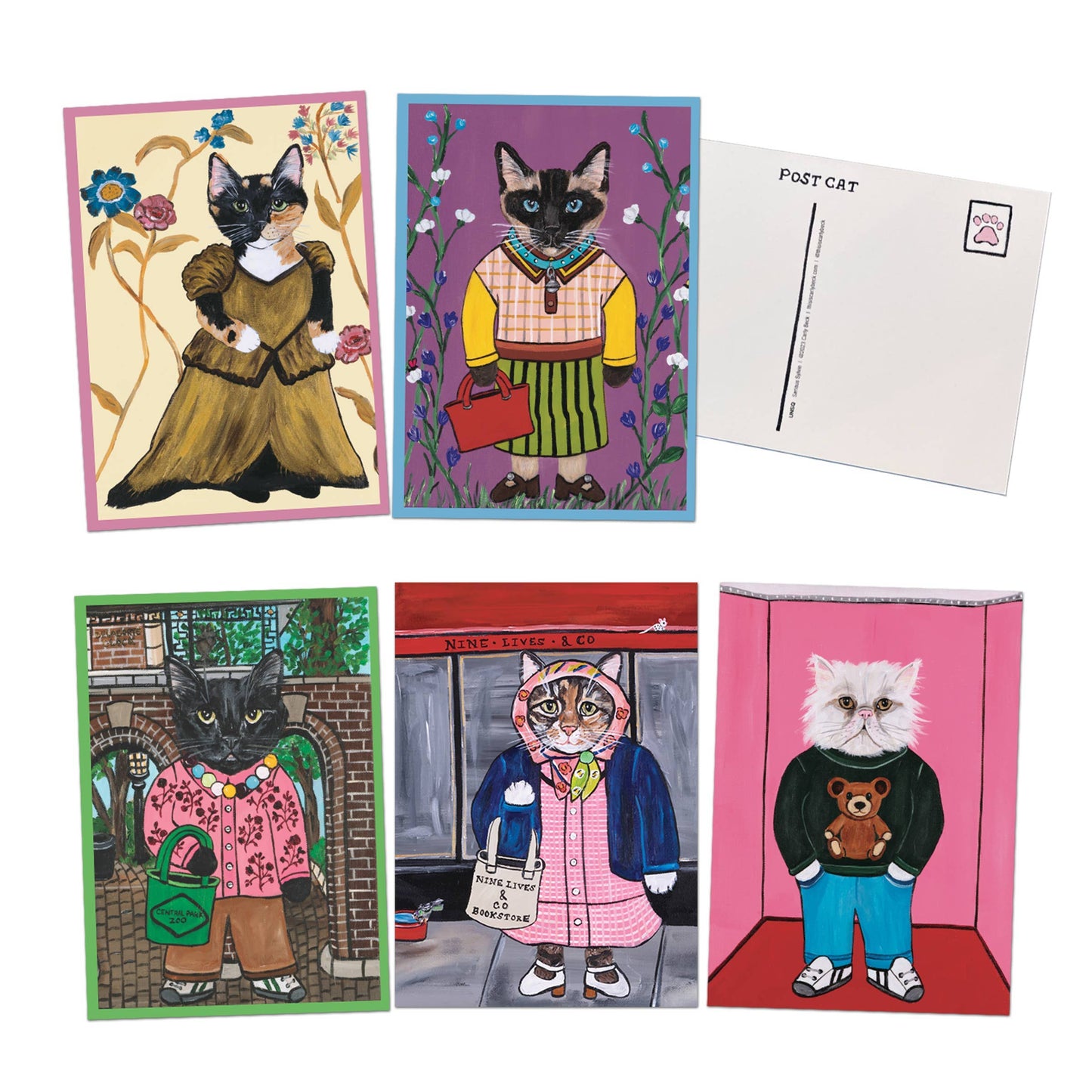 Cat Correspondence Cards, 20 Postcards (2 Each 10 Styles)