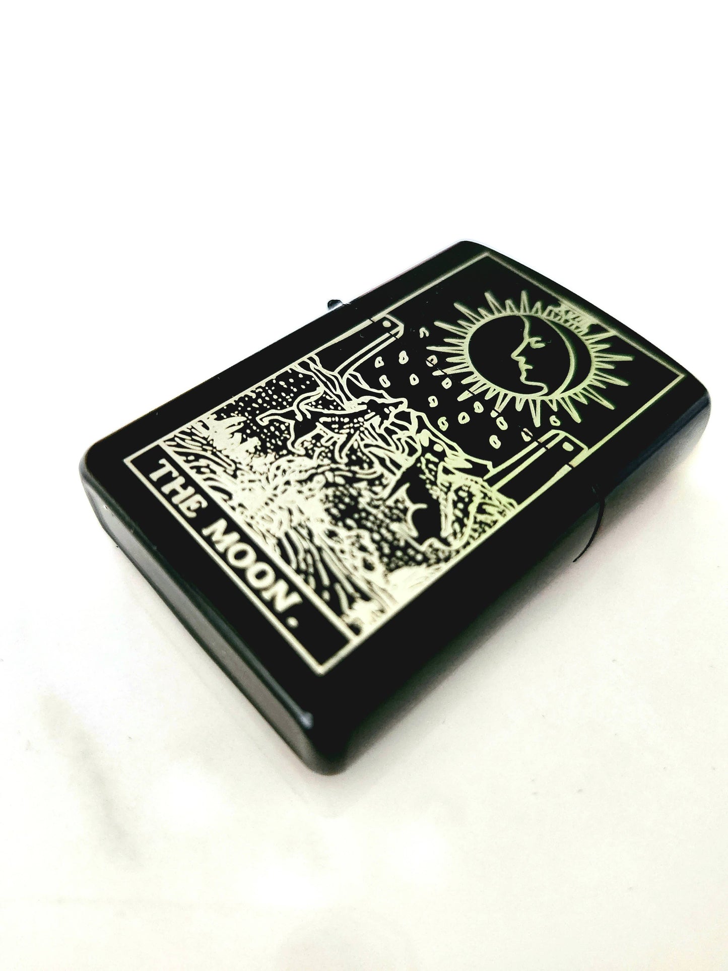 The Moon Tarot Engraved Flip Top Metal Windproof Lighter