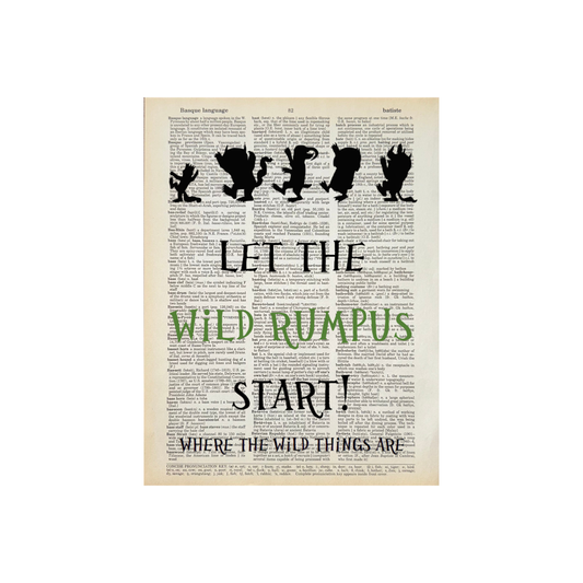 Let the wild rumpus  | Dictionary Print | Vintage Book Art