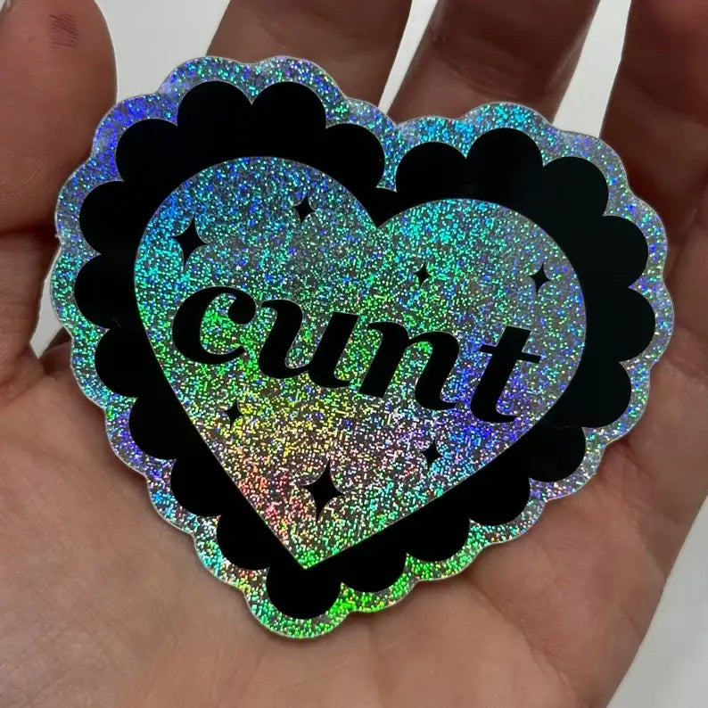 Cunt Scalloped Heart Sticker