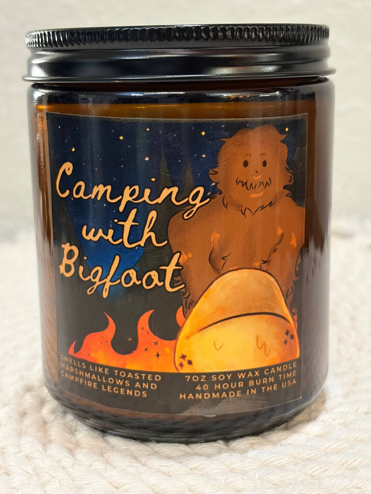 Camping with Sasquatch Bigfoot Themed Scented Candle
