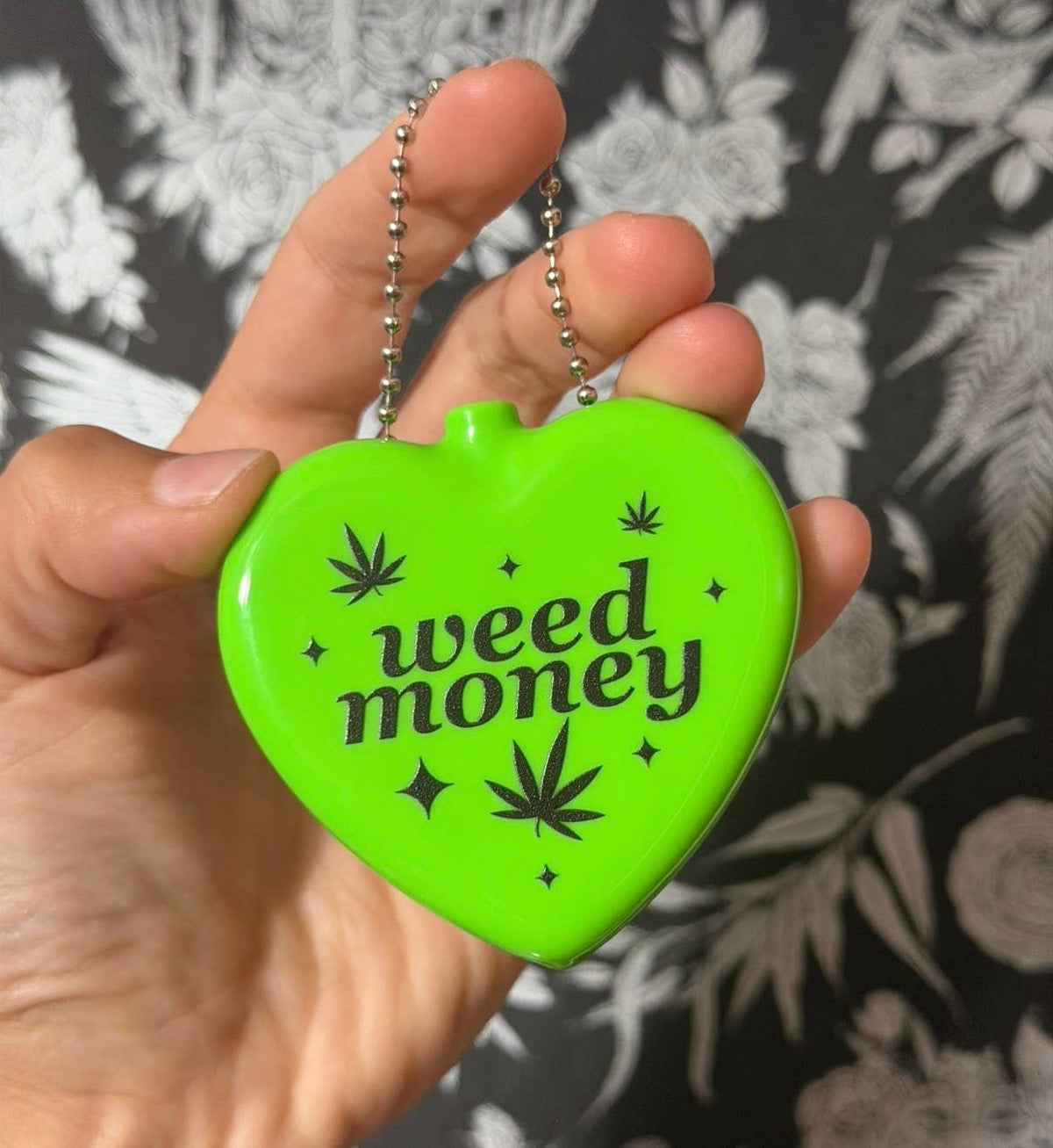 Rubber Heart Coin Purse Neon Green - Weed Money