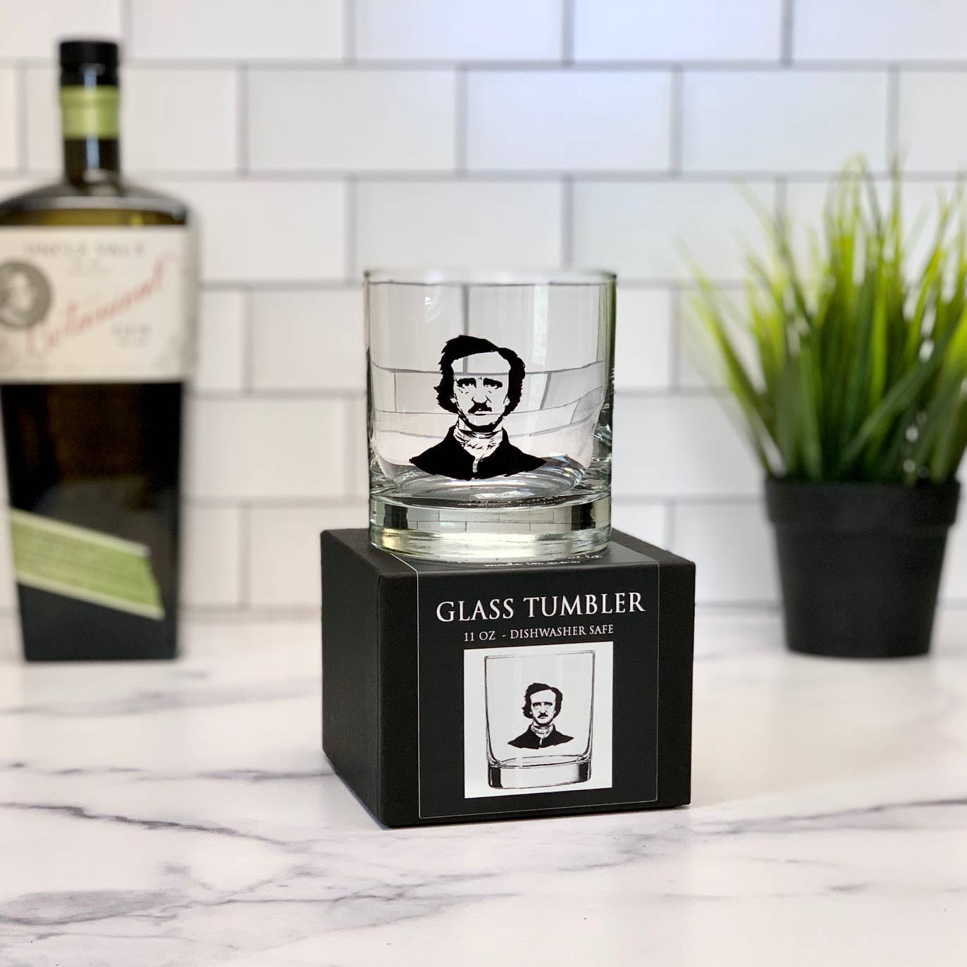 Edgar Allen Poe Glass Tumbler l Bar Glass
