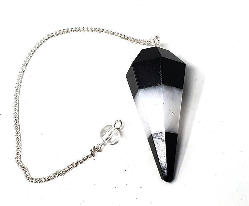 Turmuline & White Agate Pendulum W/Chain