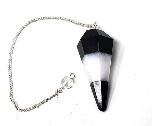 Turmuline & White Agate Pendulum W/Chain