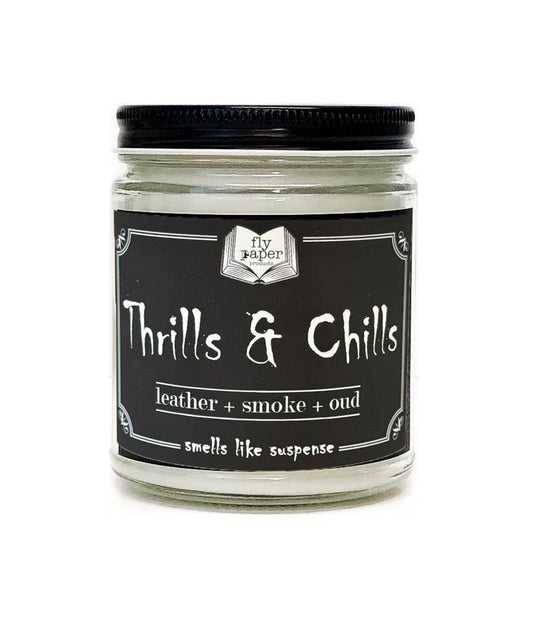 NEW LABEL! Thrills & Chills Soy Candle Leather + Smoke + Oud