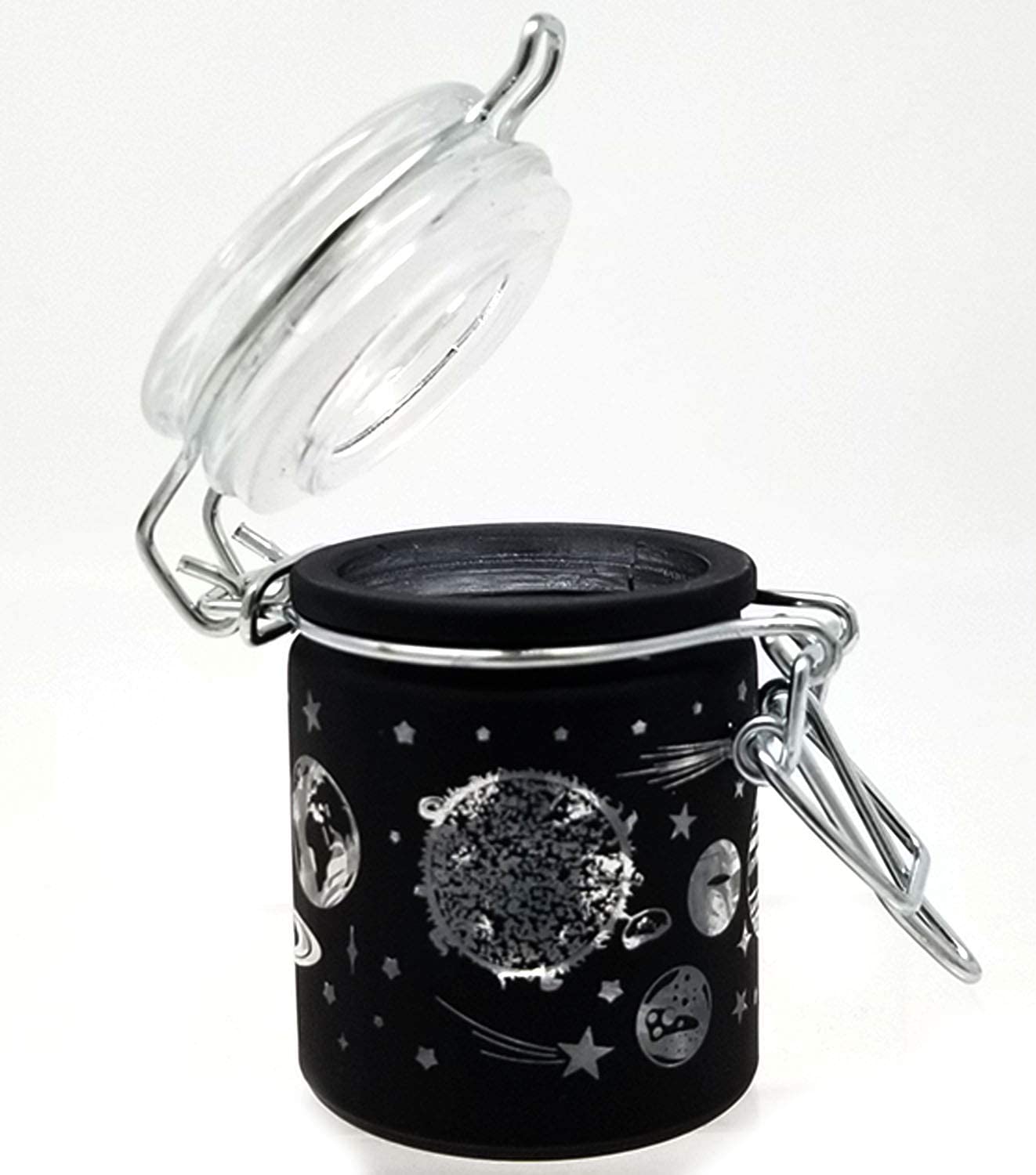 Glass Herb Stash Jar with Clamping Lid- Galaxy-Small