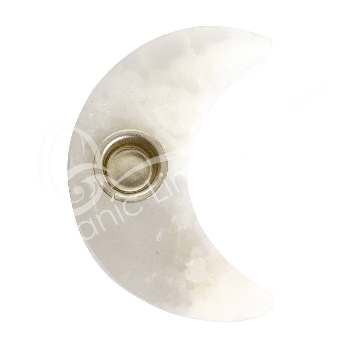 (PC)MINI CANDLE HOLDER - SELENITE MOON CRESCENT 3 X 2.25"