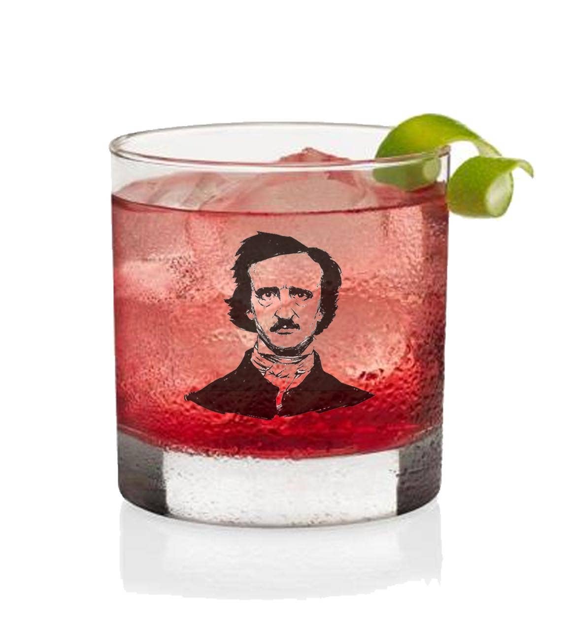 Edgar Allen Poe Glass Tumbler l Bar Glass