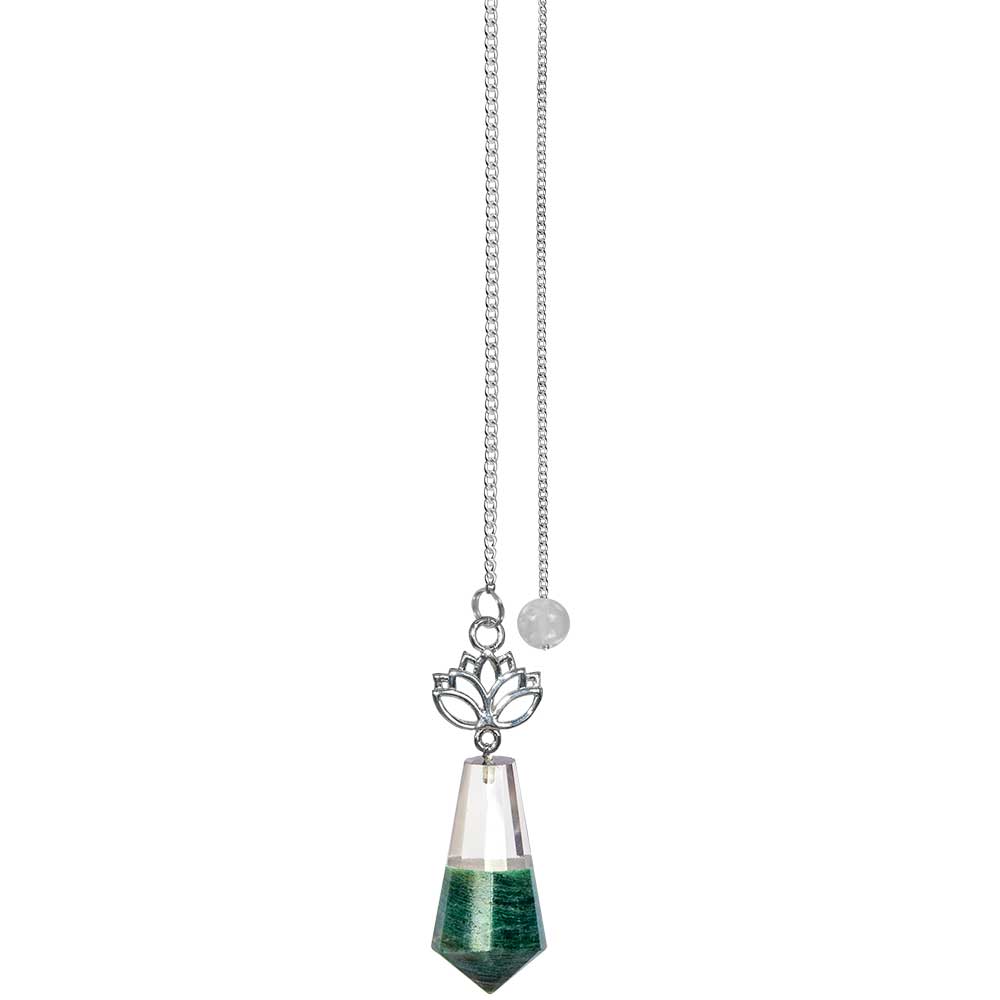 Gemstone Pendulum w/ Lotus Clear Quartz & Green Aventurine