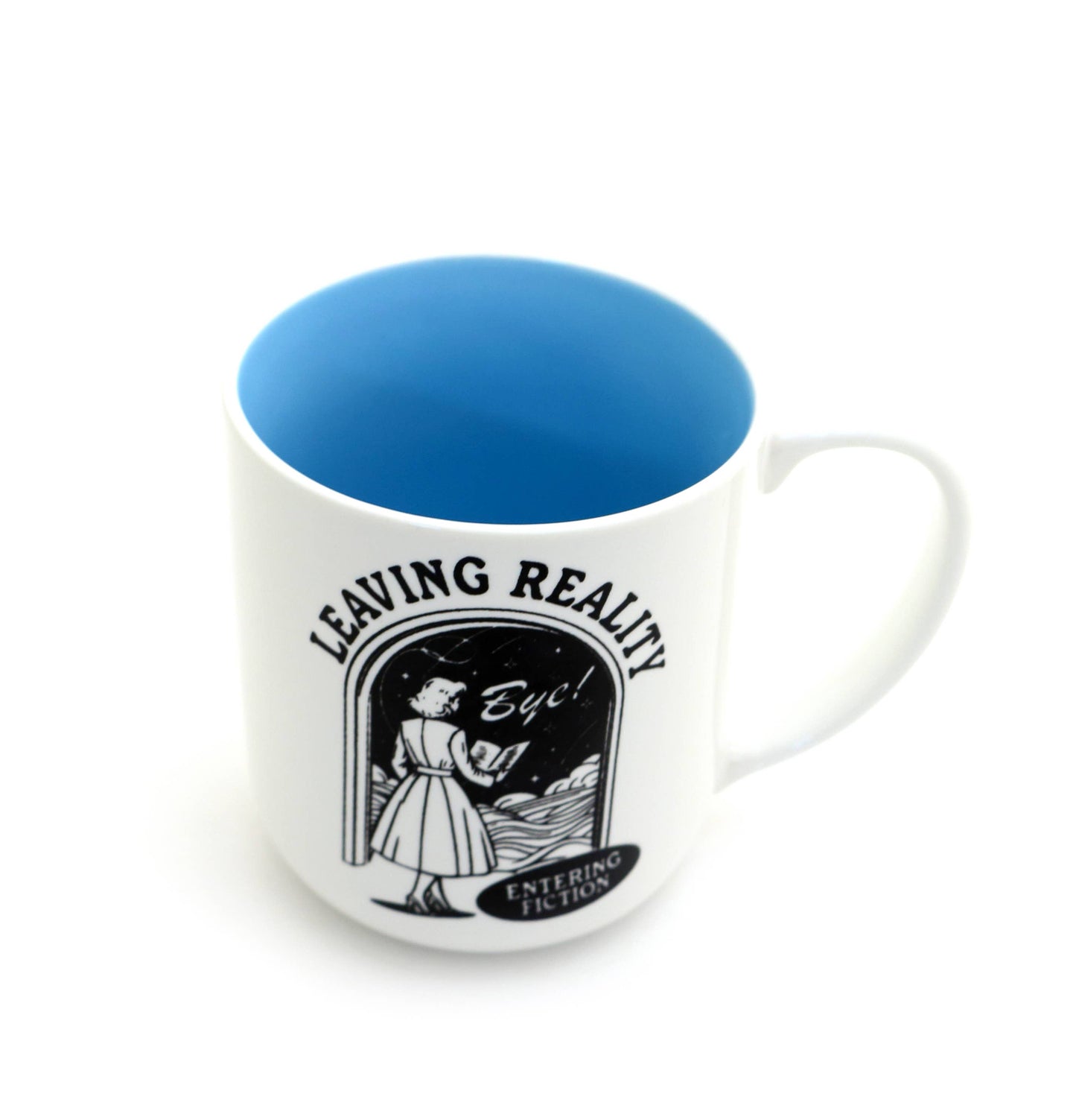 Leaving Reality Entering Fiction Mug, reading book lover mug