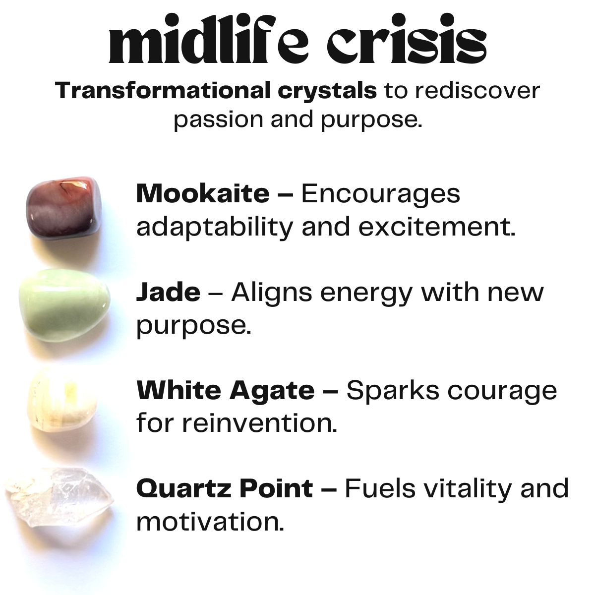 Midlife crisis - crystals for transformation - cheeky gift funny gift