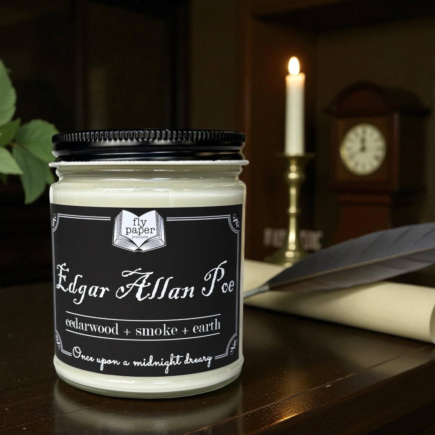 Edgar Allan Poe 9oz Candle - Cedarwood + Smoke + Earth