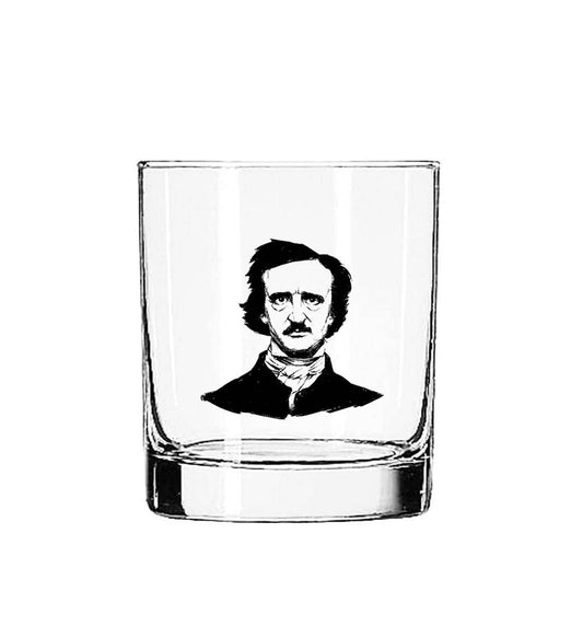Edgar Allen Poe Glass Tumbler l Bar Glass