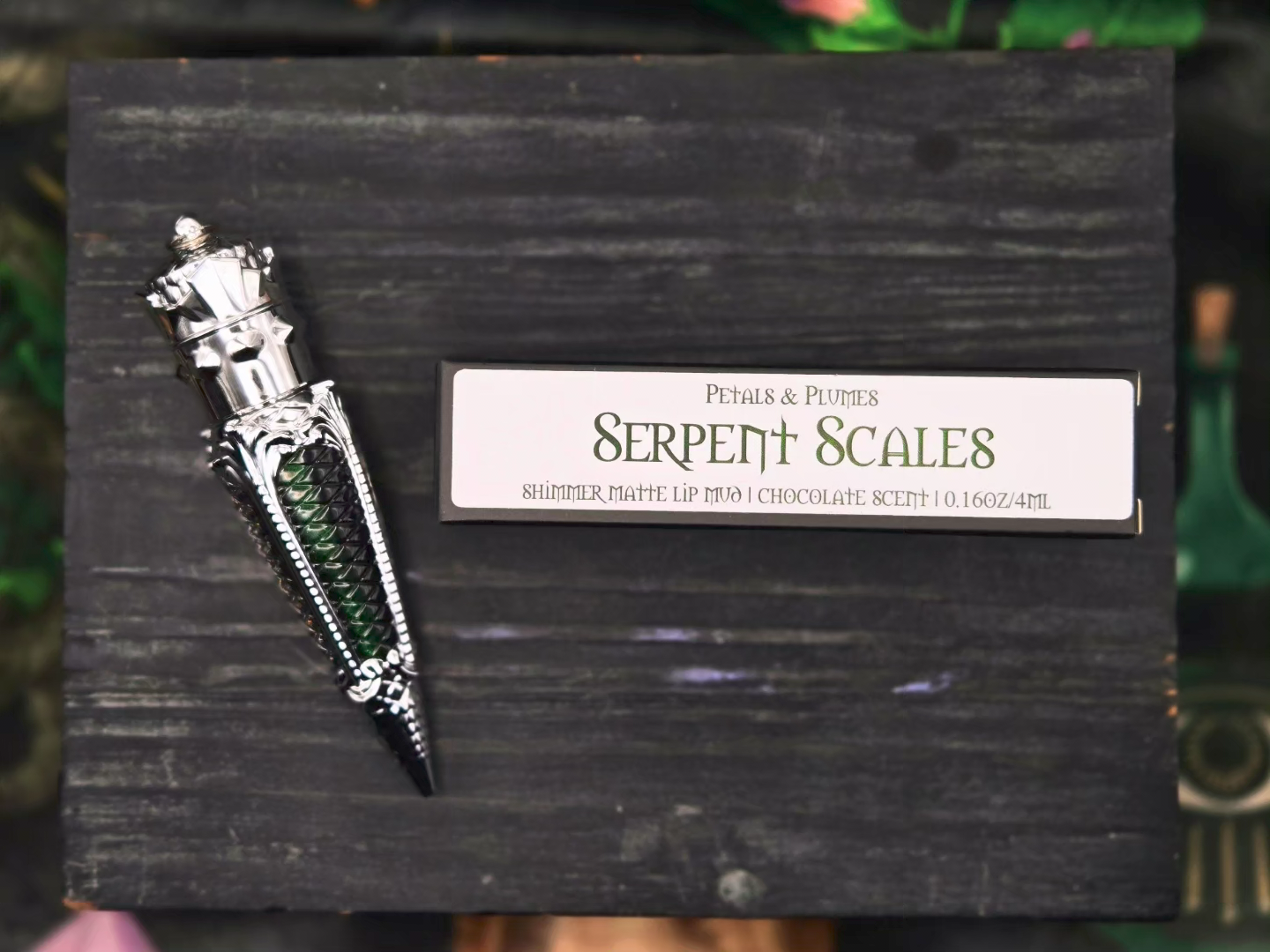 Serpent Scales Lip Mud | dark emerald | chocolate scent