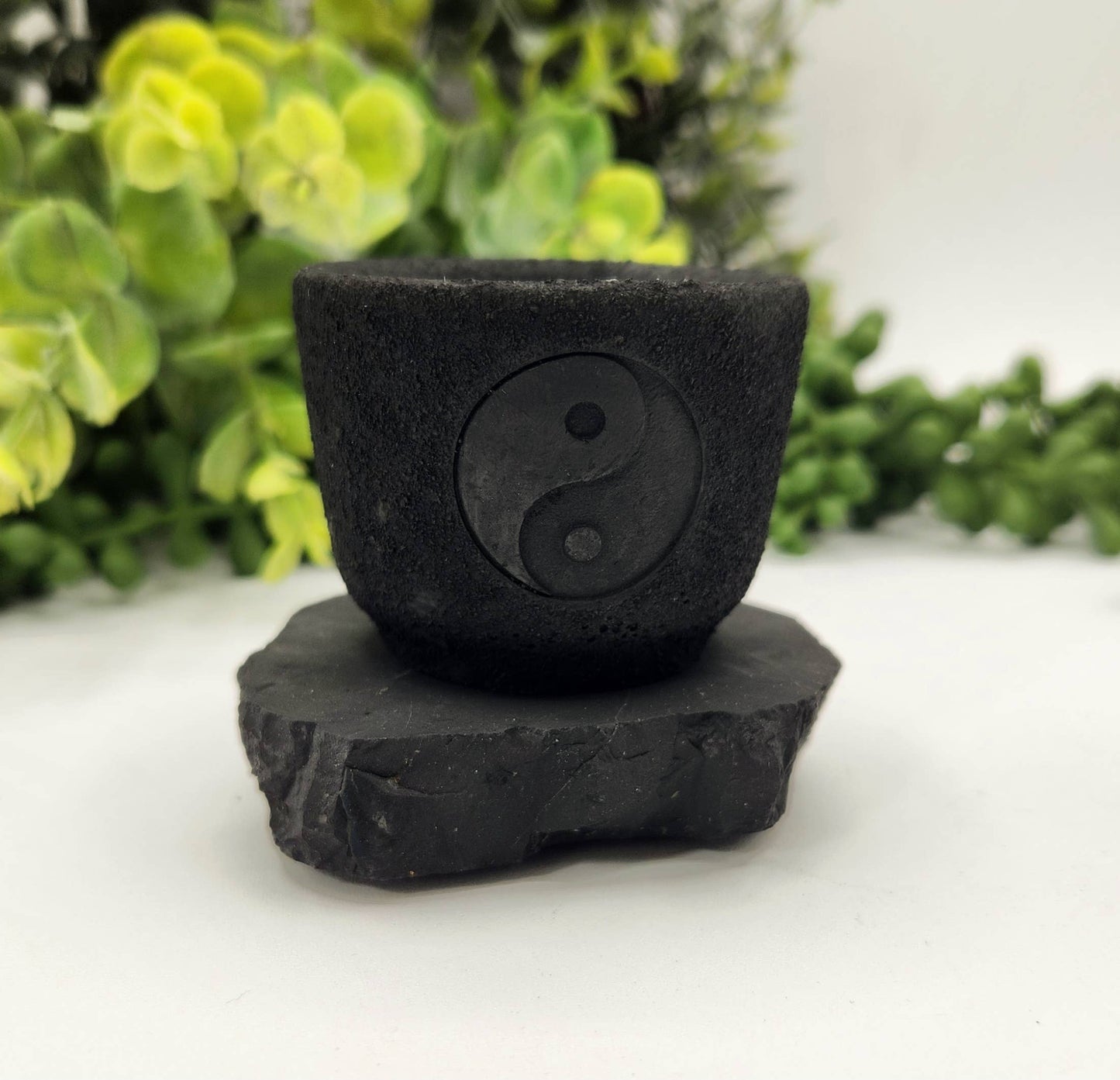Shungite Figurine Candle Holder-Ying Yang-EMF  (6x5x5.5cm)