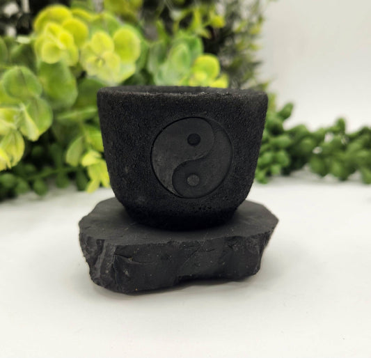 Shungite Figurine Candle Holder-Ying Yang-EMF  (6x5x5.5cm)