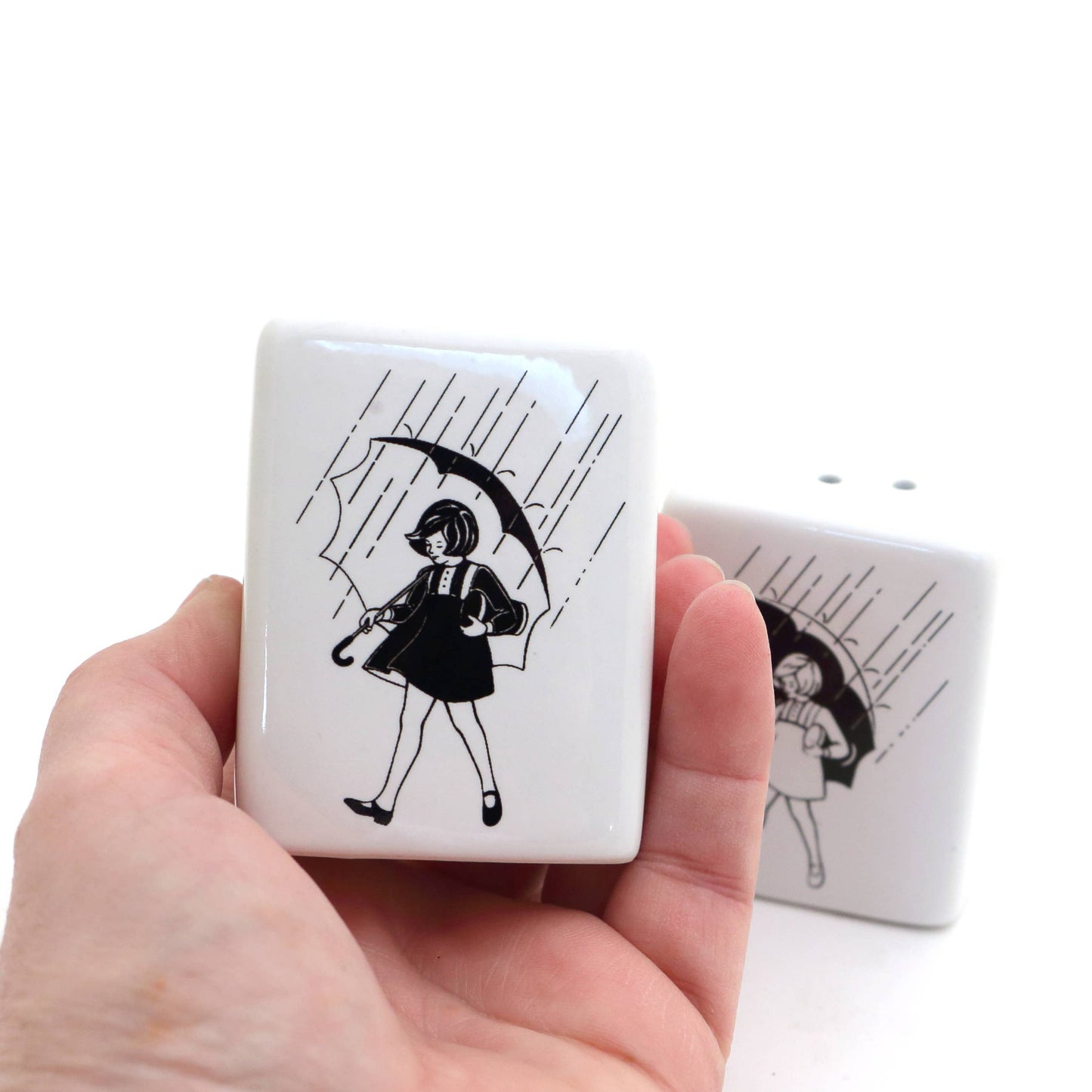 Morton's salt and pepper, vintage image on shakers