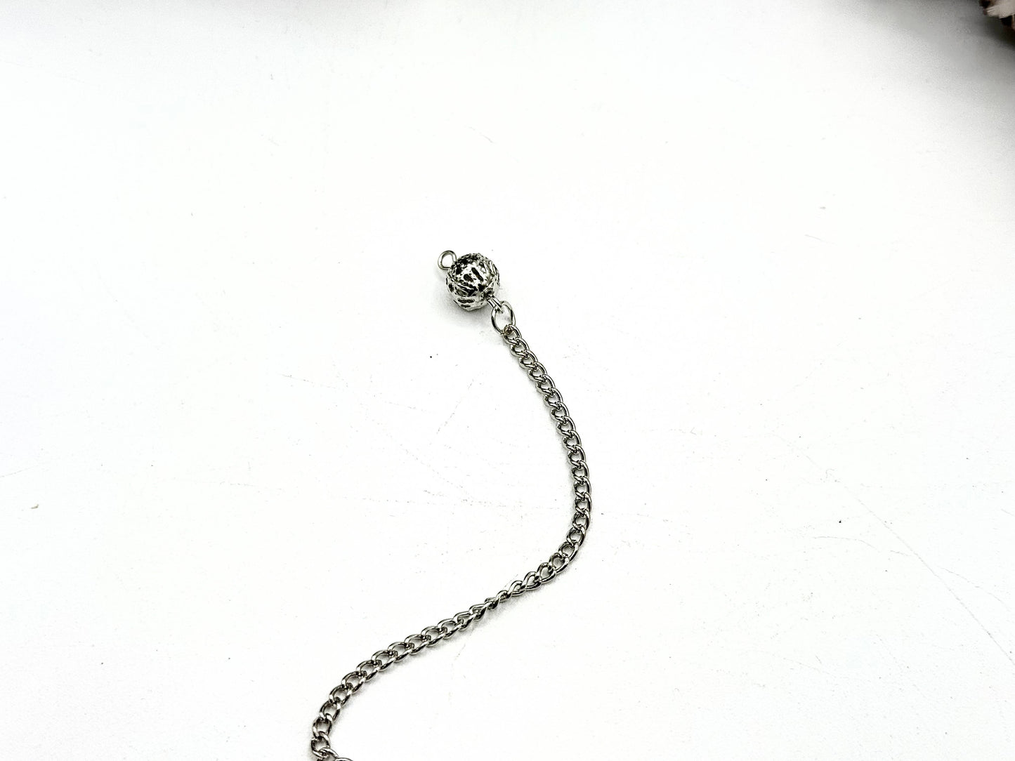 Green Aventurine Double Cap Pendulum with Silver Plate Chain