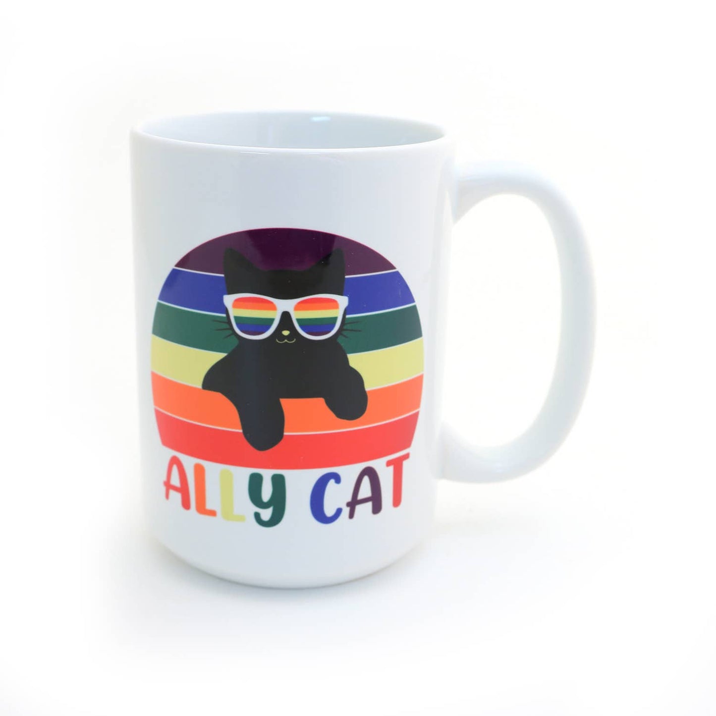 Ally Cat mug, LGBTQ support, 15 oz. Pride