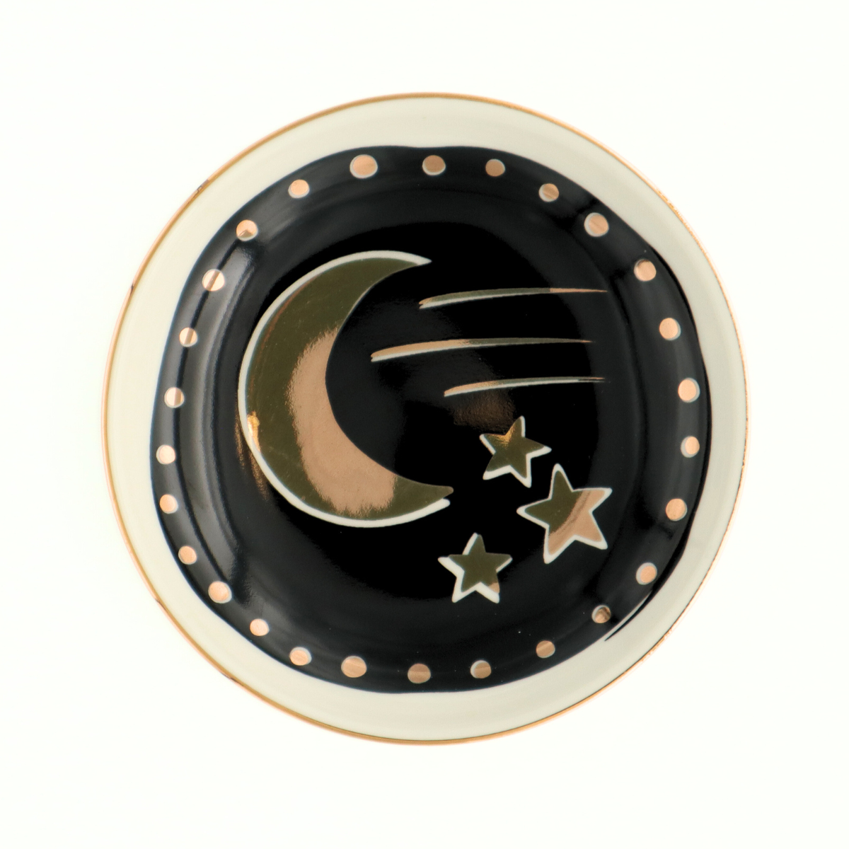 Round Trinket Tray Gold Moon and Stars